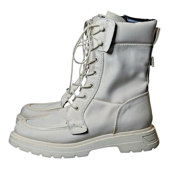 Franco Sarto Off-White / Cream Mid Calf Combat Boots Womens Sz 8 Water Resistant - Picture 6 of 10